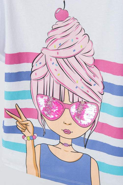 Card slide image -  CAMISETA MIC BLANCA MANGA CORTA PARA NIÑA