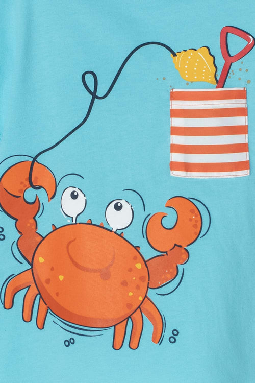 Card slide image -  CAMISETA LITTLEMIC TURQUESA ESTAMPADA EN FRENTE PARA NIÑO 2T A 5T