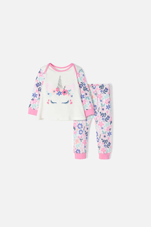 Card slide image -  PIJAMA LITTLEMIC CON PANTALÓN LARGO MULTICOLOR PARA BEBÉ NIÑA