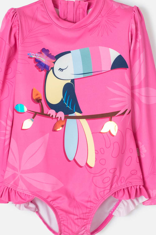 Card slide image -  VESTIDO DE BAÑO LITTLEMIC ENTERO ROSADO PARA NIÑA 2T A 5T