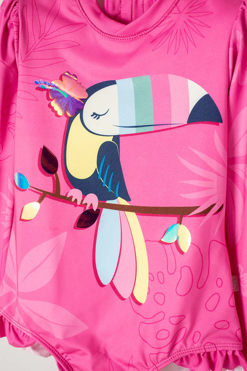 Card slide image -  VESTIDO DE BAÑO LITTLEMIC ENTERO ROSADO PARA NIÑA 2T A 5T