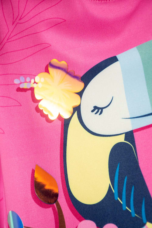 Card slide image -  VESTIDO DE BAÑO LITTLEMIC ENTERO ROSADO PARA NIÑA 2T A 5T