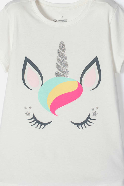 Card slide image -  CAMISETA MIC MANGA CORTA MARFIL PARA NIÑA