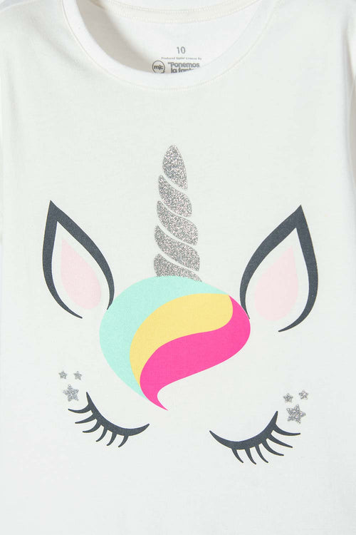 Card slide image -  CAMISETA MIC MANGA CORTA MARFIL PARA NIÑA