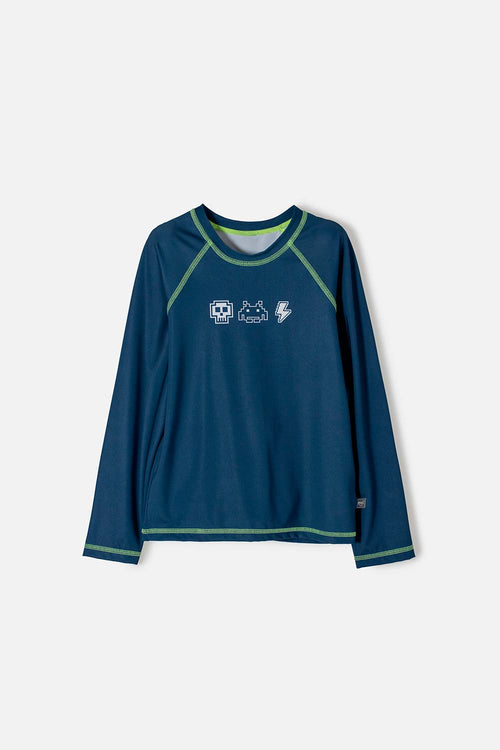 Card slide image -  CAMISETA DE BAÑO MIC AZUL OSCURA MANGA LARGA PARA NIÑO