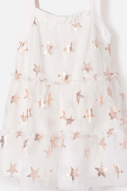 VESTIDO DE LITTLEMIC MANGA SISA CRUDO PARA NIÑA 2T A 5T