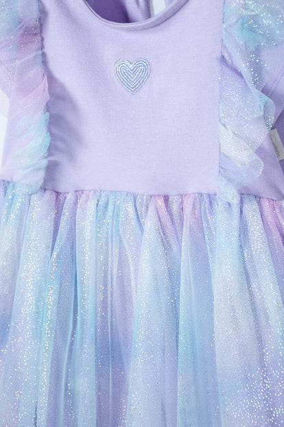 VESTIDO DE LITTLEMIC MANGA CORTA LAVANDA PARA BEBÉ NIÑA