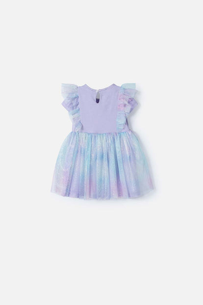 VESTIDO DE LITTLEMIC MANGA CORTA LAVANDA PARA BEBÉ NIÑA