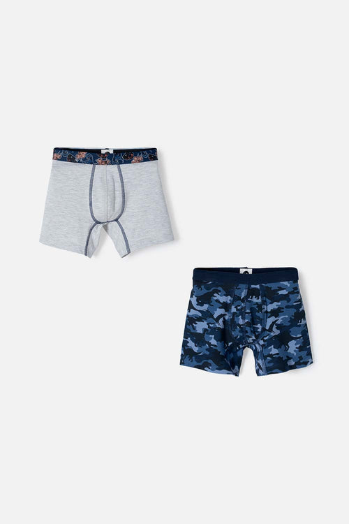 Card slide image -  PACK X2 BOXER DE MIC GRIS Y AZUL PARA NIÑO