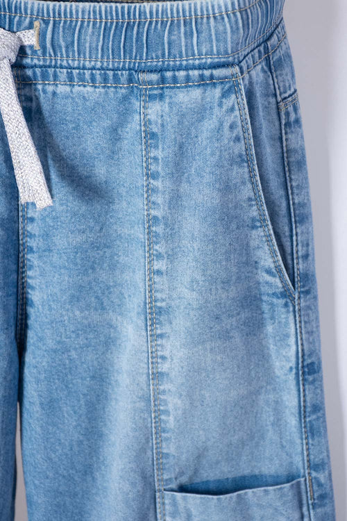 Card slide image -  JEAN DE LITTLEMIC CON CORDÓN AZUL PARA NIÑA 2T A 5T