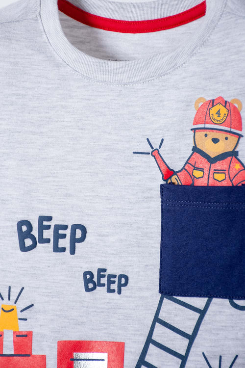 Card slide image -  CAMISETA LITTLEMIC GRIS MANGA CORTA PARA NIÑO 2T A 5T