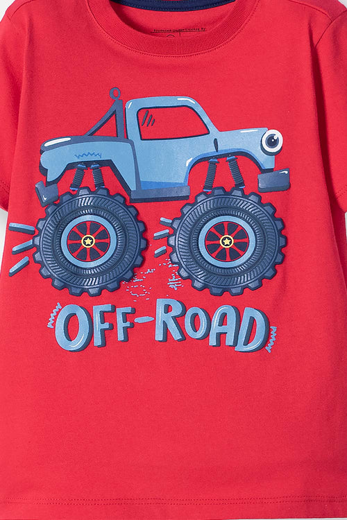 Card slide image -  CAMISETA LITTLEMIC ROJA ESTAMPADA EN FRENTE PARA NIÑO 2T A 5T