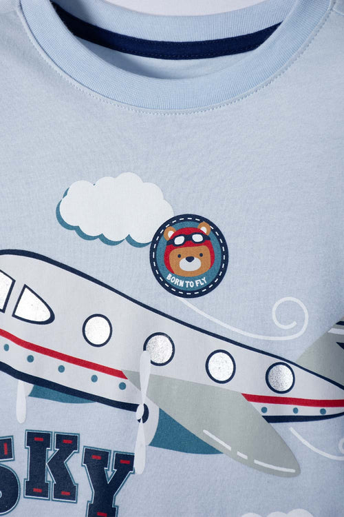 Card slide image -  CAMISETA LITTLEMIC AZUL CLARA MANGA CORTA PARA NIÑO 2T A 5T