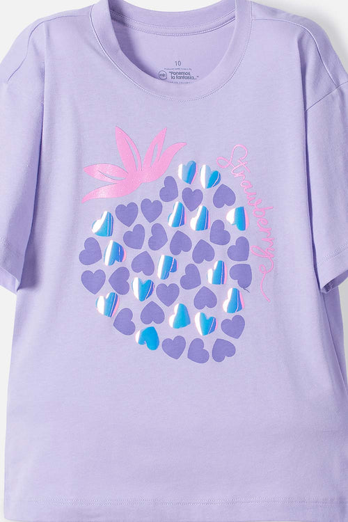 Card slide image -  CAMISETA DE MIC MANGA CORTA LAVANDA CLARO PARA NIÑA