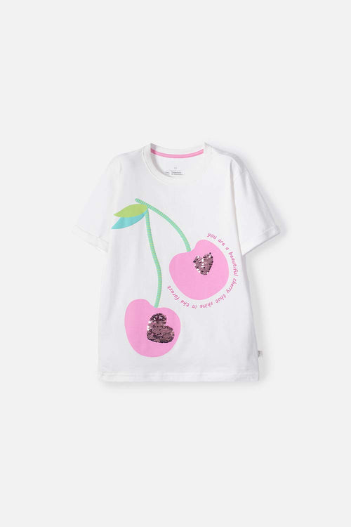 Card slide image -  CAMISETA DE MIC MANGA CORTA MARFIL PARA NIÑA