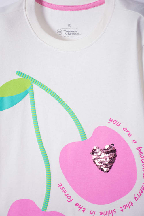 Card slide image -  CAMISETA DE MIC MANGA CORTA MARFIL PARA NIÑA