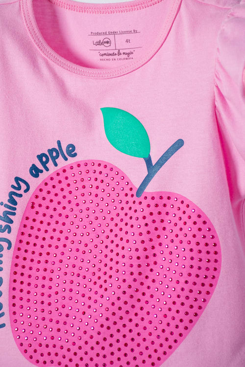 Card slide image -  CAMISETA DE LITTLEMIC MANGA CORTA ROSADA PARA NIÑA 2T A 5T