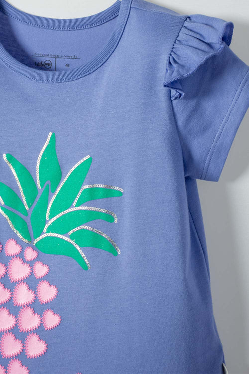 Card slide image -  CAMISETA LITTLEMIC AZUL CON BOLERO EN MANGA PARA NIÑA 2T A 5T