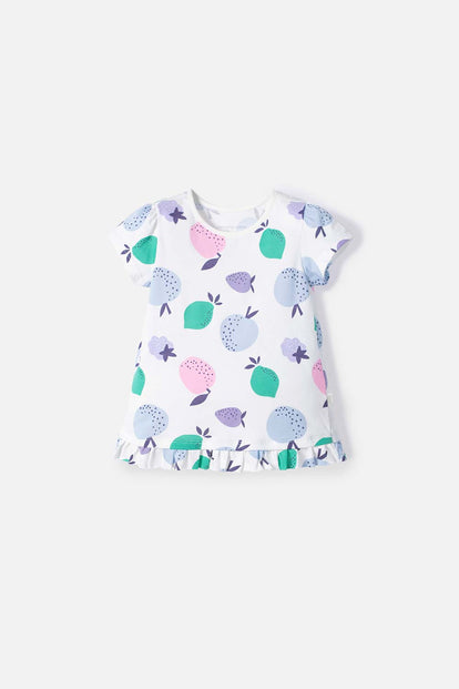 CAMISETA DE LITTLEMIC MANGA CORTA MARFIL PARA NIÑA 2T A 5T