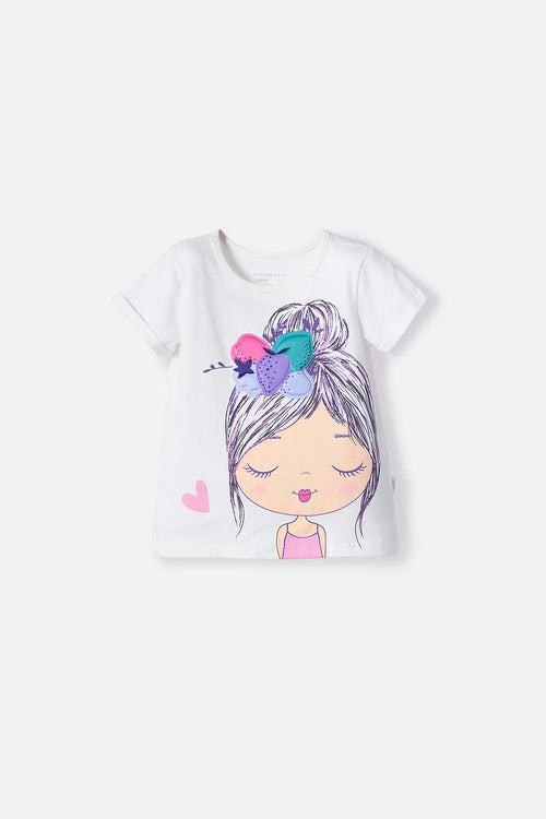 Card slide image -  CAMISETA LITTLEMIC MARFIL MANGA CORTA PARA NIÑA 2T A 5T