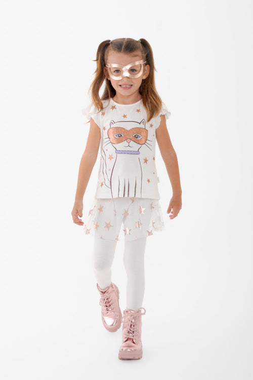 Card slide image -  CONJUNTO DE LITTLEMIC CON FALDA EN TULL MARFIL PARA NIÑA 2T A 5T