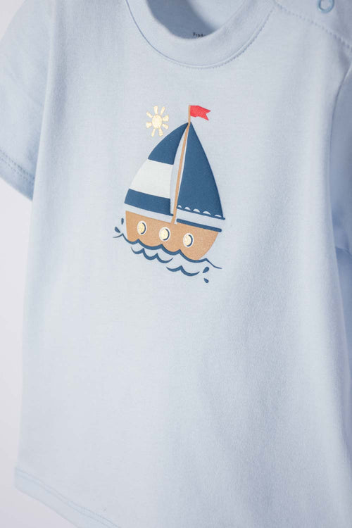 Card slide image -  CONJUNTO LITTLEMIC AZUL DE PANTALÓN LARGO PARA BEBÉ NIÑO