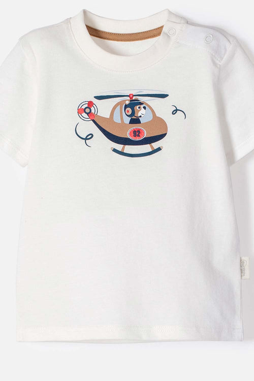 Card slide image -  CONJUNTO LITTLEMIC MARFIL Y CAFÉ MANGA CORTA PARA BEBÉ NIÑO