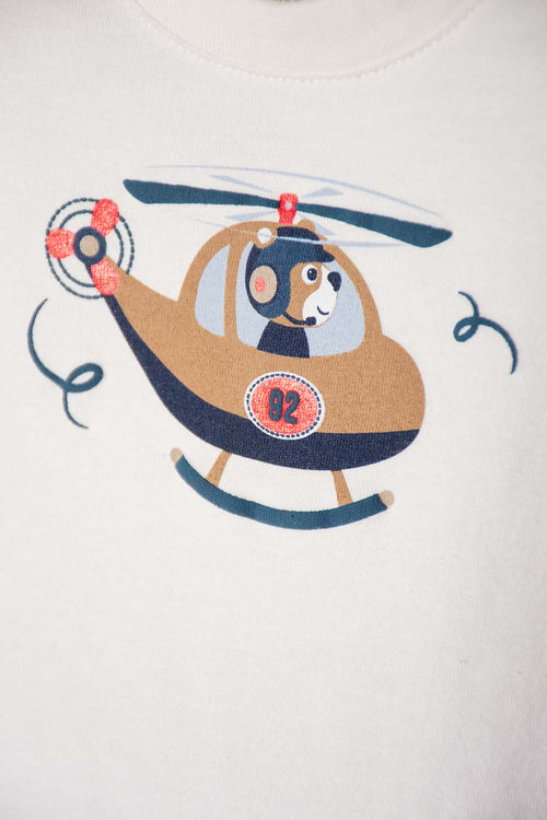 Card slide image -  CONJUNTO LITTLEMIC MARFIL Y CAFÉ MANGA CORTA PARA BEBÉ NIÑO