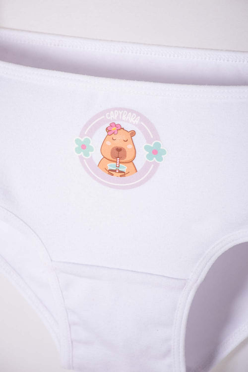 Card slide image -  PACK X2 PANTIES DE CAPYBARA ROSA Y BLANCO PARA NIÑA