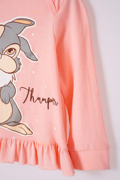 Card slide image -  PIJAMA DE BAMBI CON PANTALÓN LARGO MANDARINA Y MARFIL PARA BEBÉ NIÑA