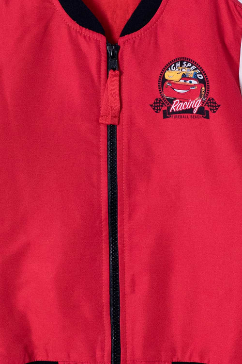 Card slide image -  CHAQUETA DE CARS CON CIERRE ROJA Y BLANCA PARA NIÑO 2T A 5T
