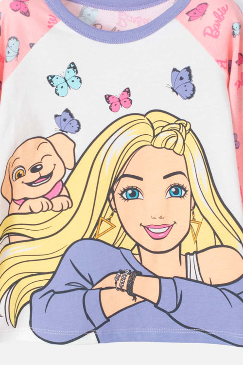 Card slide image -  PIJAMA DE BARBIE CON PANTALÓN LARGO ROSADO  PARA NIÑA 2T A 5T