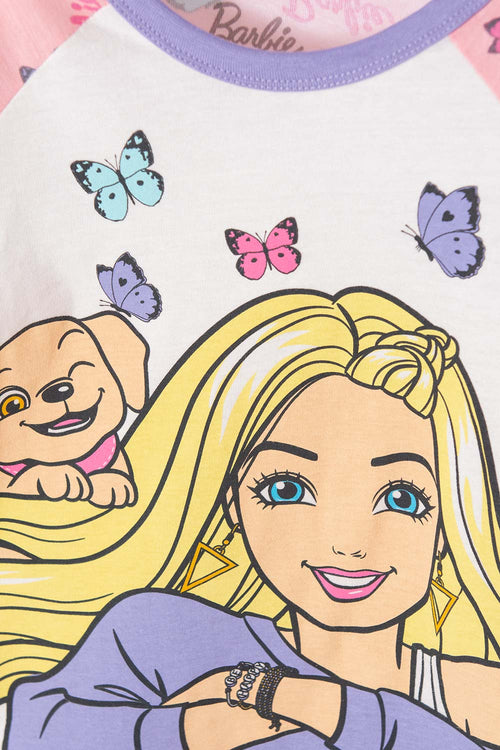 Card slide image -  PIJAMA DE BARBIE CON PANTALÓN LARGO ROSADO  PARA NIÑA 2T A 5T