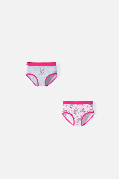 Card slide image -  PACK X2 PANTIES DE LOS LOONEY TUNES GRIS Y ROSADO PARA NIÑA 2T A 5T