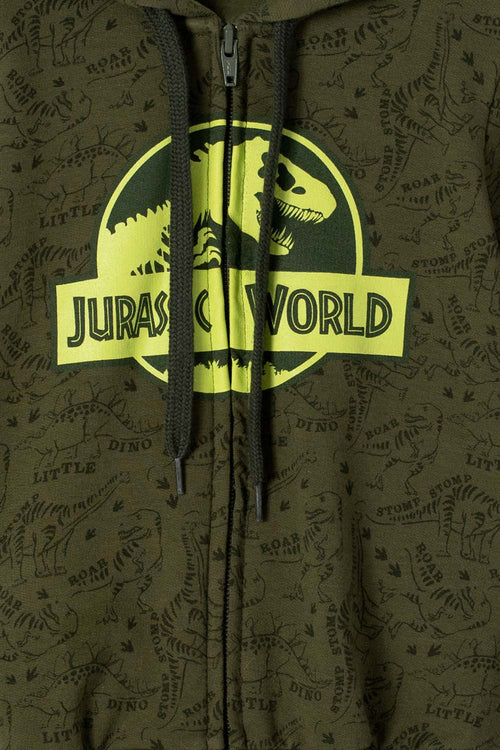Card slide image -  BUZO DE JURASSIC WORLD VERDE MILITAR ABIERTO PARA NIÑO 2T A 5T