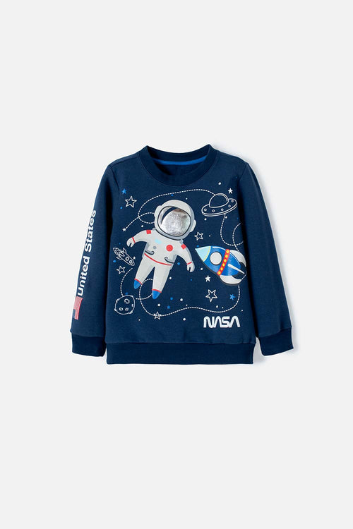 Card slide image -  BUZO DE LA NASA CERRADO AZUL OSCURO PARA NIÑO 2T A 5T