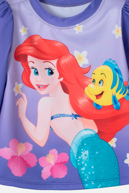 Card slide image -  CONJUNTO DE BAÑO DE LA SIRENITA MANGA LARGA MORADO  PARA NIÑA 2T A 5T