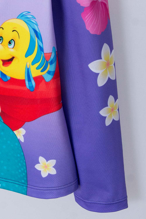 Card slide image -  CONJUNTO DE BAÑO DE LA SIRENITA MANGA LARGA MORADO  PARA NIÑA 2T A 5T