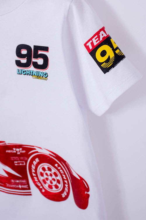 Card slide image -  CAMISETA DE CARS MANGA CORTA BLANCA PARA NIÑO 2T A 5T