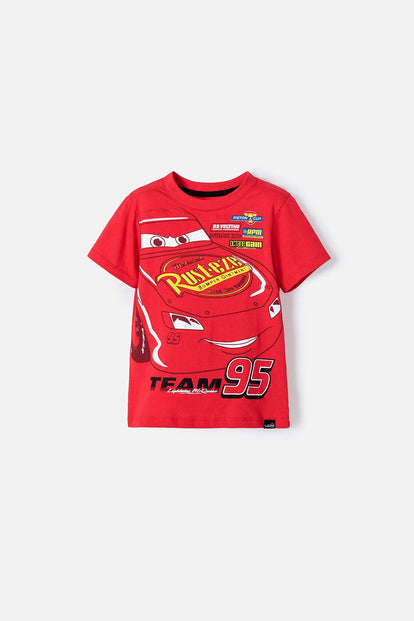 CAMISETA DE CARS MANGA CORTA ROJO PARA NIÑO 2T A 5T