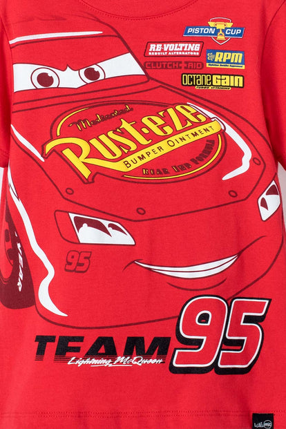 CAMISETA DE CARS MANGA CORTA ROJO PARA NIÑO 2T A 5T