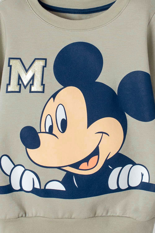 Card slide image -  BUZO DE MICKEY MOUSE CERRADO VERDE OLIVA PARA NIÑO 2T A 5T