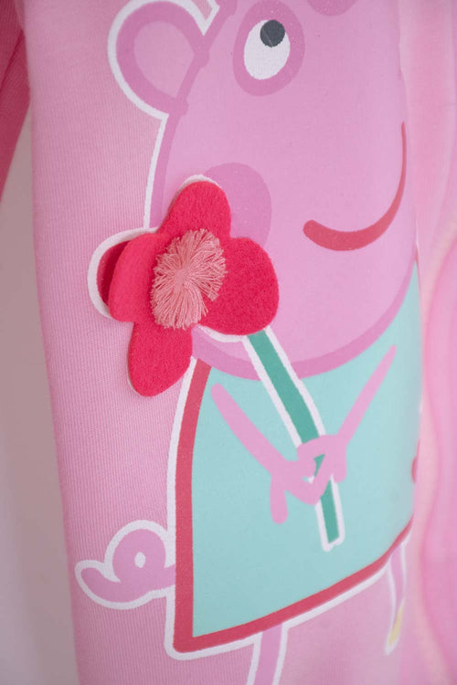 Card slide image -  BUZO DE PEPPA PIG ROSADO ABIERTO CON CAPUCHA PARA NIÑA 2T A 5T