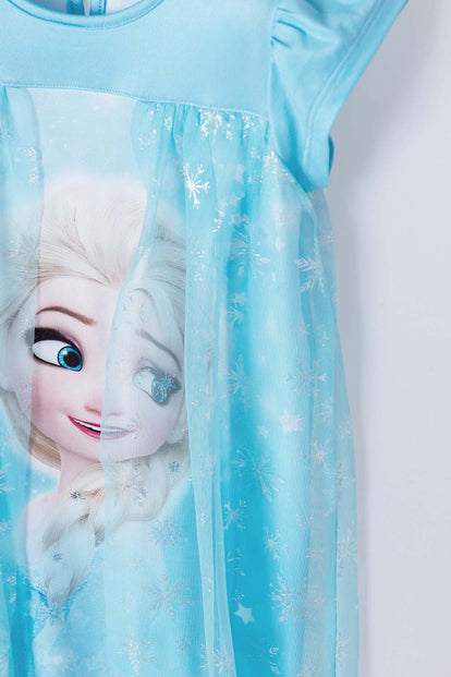 PIJAMA DE FROZEN AZUL TIPO BATOLA PARA NIÑA 2T A 5T