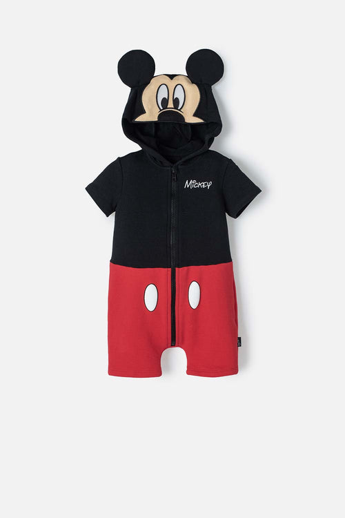 Card slide image -  ENTERIZO DE MICKEY MOUSE NEGRO Y ROJO PARA BEBÉ NIÑO