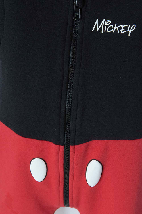 Card slide image -  ENTERIZO DE MICKEY MOUSE NEGRO Y ROJO PARA BEBÉ NIÑO