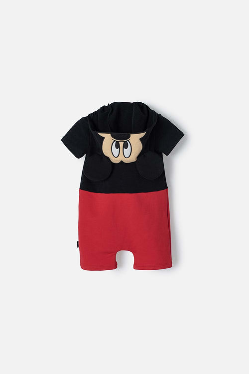 Card slide image -  ENTERIZO DE MICKEY MOUSE NEGRO Y ROJO PARA BEBÉ NIÑO