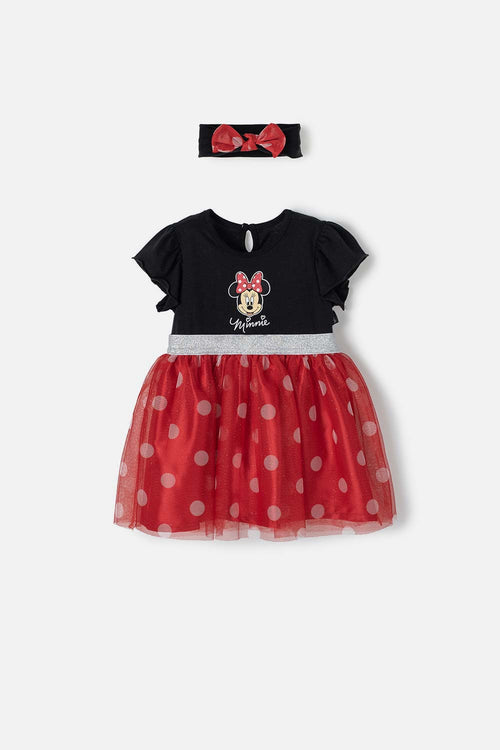 Card slide image -  VESTIDO DE MINNIE MOUSE CON TULL NEGRO Y ROJO PARA BEBÉ NIÑA