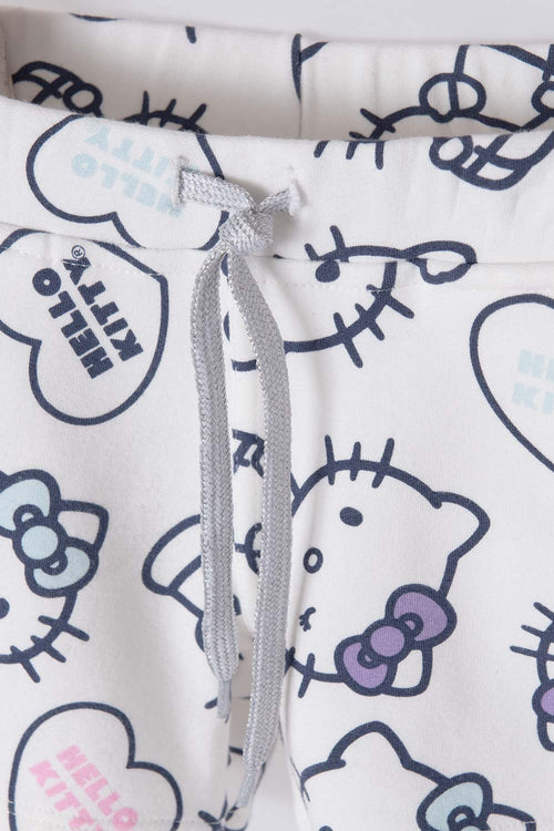 Card slide image -  CONJUNTO DE HELLO KITTY CON SHORT AZUL Y MARFIL PARA NIÑA 2T A 5T