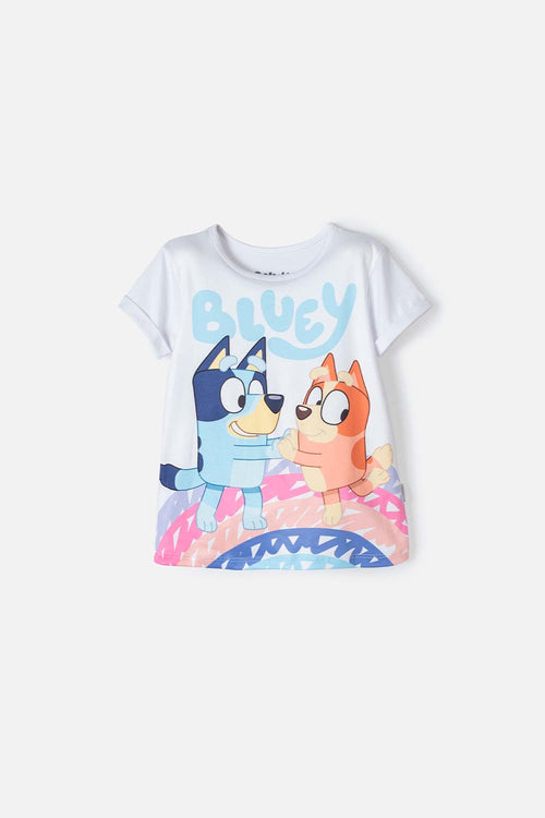 Card slide image -  CAMISETA DE BLUEY BLANCA MANGA CORTA PARA NIÑA 2T A 5T